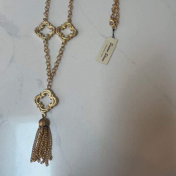 Susan Shaw Clover Leaf Goldtone Statement Necklace NWT - Picture 5 of 5